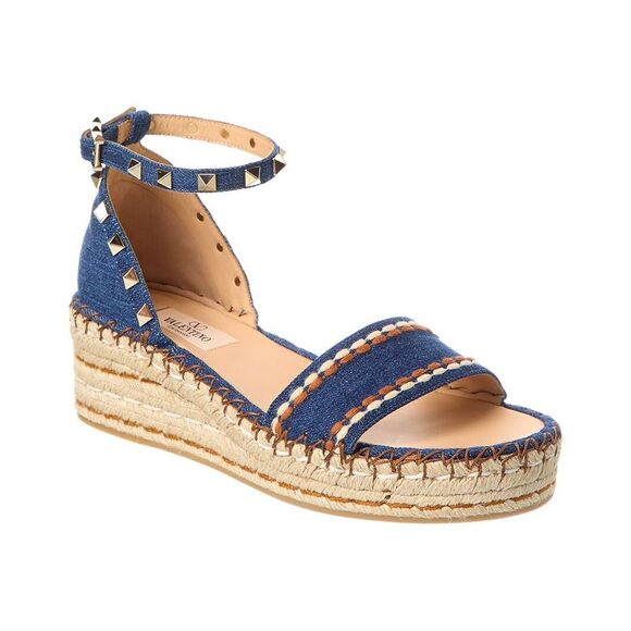 Valentino Vlogo 55 Denim Espadrille, Blue - Picture 1 of 5